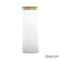 Porta Mantimentos Canelado Vidro e Bambu 1,9L