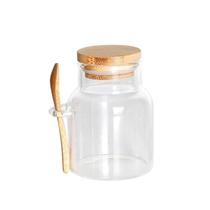 Porta Mantimentos De Vidro C/ Tampa e Colher - Bambu 250mL