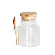 Porta Mantimentos De Vidro Com Tampa E Colher - Bambu 250Ml