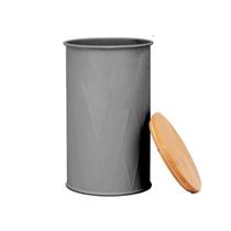 Porta Mantimentos em Metal com Tampa de Bambu Cinza 20cm Porta Mantimentos em Metal com Tampa de Bambu Cinza 20cm