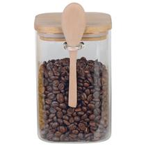 Porta Mantimentos em Vidro Borossilicato com Tampa e Colher de Bambu 1,1L