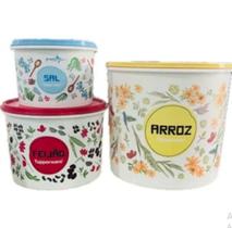 Porta Mantimentos Floral Tupperware - Kit 3 Peças Porta Mantimentos Floral Tupperware - Kit 3 Peças