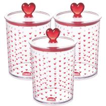 Porta mantimentos Hermético Redondo decorado 500ml com 3 unidades Plasutil ref. 16575