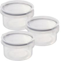 Porta mantimentos Hermético Redondo Trava Mais 560ml fendi com 3 unidades Plasutil ref.14298