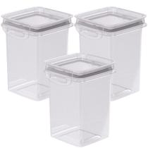 Porta mantimentos Hermético Trava Mais 830ml fendi com 3 unidades Plasutil ref.9915 Porta mantimentos Hermético Trava Mais 830ml fendi com 3 unidades Plasutil ref.9915