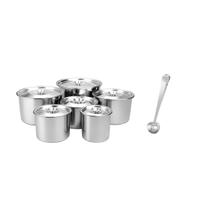 Porta Mantimentos Inox Lata Tampa 6un e Colher Medidora