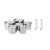 Porta Mantimentos Inox Lata Tampa 6un e Pegador Mini 2un
