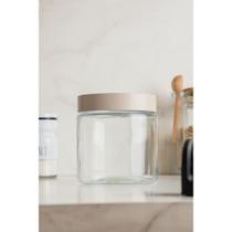 Porta Mantimentos Lyor Tampa Bege Visor Acrilíco 950ml Vidro Porta Mantimentos Lyor Tampa Bege Visor Acrilíco 950ml Vidro