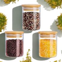 Porta Mantimentos Potes De Vidro Premium Frasco Hermético Condimentos Temperos Tampa De Bambu