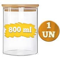 Porta Mantimentos Potes De Vidro Premium Frasco Hermético Condimentos Temperos Tampa De Bambu