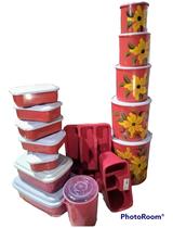 Porta mantimentos/potes/vasilhas/kit/vermelho