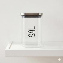 Porta Mantimentos Quadrado com Tampa de Inox (1 Litro) Sal Porta Mantimentos Quadrado com Tampa de Inox (1 Litro) Sal