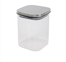 Porta Mantimentos Quadrado em Vidro Borossilicato com Tampa em Aço Inóx 1L - Vista Home