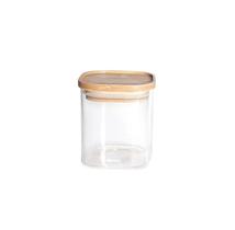 Porta Mantimentos Quadrado em Vidro Borossilicato e Tampa Empilhável em Bambu 400ml - Dynasty