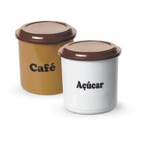 Porta Mantimentos Redondo para Café e Açúcar Kit 2 Potes de Plástico 2 Litros com Tampa Hermética Potes Organizadores de Cozinha