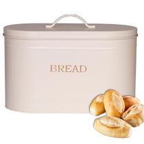 Porta Mantimentos Retangular Pão Bread Tampa Aço Galvanizado 34x18cm Organização Cozinha Premium - MUNDIART