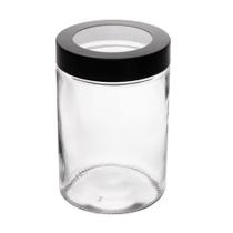 Porta Mantimentos Tampa Preta Visor Acrilíco 1,290L Vidro
