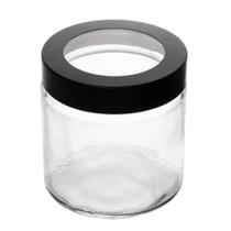 Porta Mantimentos Tampa Preta Visor Acrilíco 880ml Vidro Porta Mantimentos Tampa Preta Visor Acrilíco 880ml Vidro