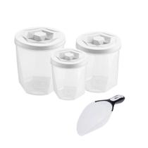 Porta Mantimentos Tampa Rosca Pote e Pa de Plastico 4un