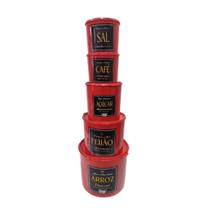 Porta Mantimentos Tupperware Cozinha Pote de Mantimentos para cozinha 5 peças Cor:Vermelho