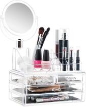 Porta Maquiagem Acrílico Organizador/batom/espelho/gaveteiro - Sou Mais Preço
