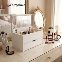 Porta Maquiagem Caixa Organizadora com Espelho - Branco Laca