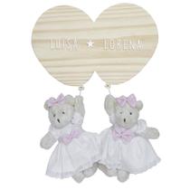 Porta Maternidade Bexigas com Ursinhas Gêmeas Quarto Bebê Infantil Menina Porta Maternidade Bexigas com Ursinhas Gêmeas Quarto Bebê Infantil Menina