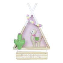 Porta Maternidade Cabana Lhama Quarto Bebê Infantil Menina