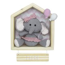 Porta Maternidade Casinha Elefante Menina Crochê Quarto Bebê Infantil