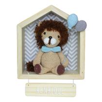 Porta Maternidade Casinha Leão Crochê Quarto Bebê Infantil Menino Porta Maternidade Casinha Leão Crochê Quarto Bebê Infantil Menino