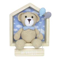 Porta Maternidade Casinha Ursinho Crochê Quarto Bebê Infantil Menino Porta Maternidade Casinha Ursinho Crochê Quarto Bebê Infantil Menino