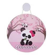 Porta Maternidade Panda Baby Rosa Plaquinha Mdf Nome Personalizado - vvf decor