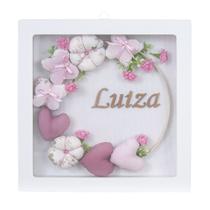 Porta Maternidade Quadro Acrílico Jardim De Flores E Borboletas Quarto Bebê Infantil