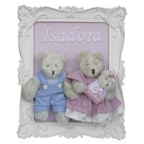 Porta Maternidade Quadro Família Urso com Bebê Menina Quarto Bebê Infantil Porta Maternidade Quadro Família Urso com Bebê Menina Quarto Bebê Infantil