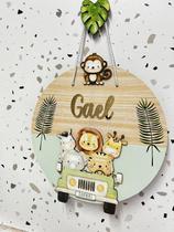 Porta Maternidade Safari Baby Nome personalizado, enviar no CHAT Nome em acrílico dourado