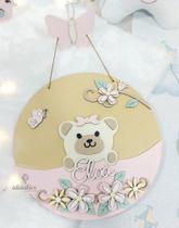 Porta Maternidade Ursinha Rosa com Pendurador Personalizado