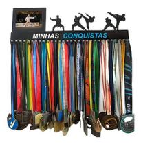 Porta Medalha Karate Masculino com Porta Retrato 10x15 Para Até 100 Medalhas