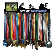 Porta Medalha Mountain Bike Masculino Com Porta Retrato Para Até 100 Medalhas