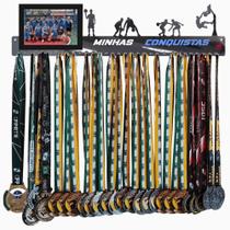 Porta Medalhas Basquete Masculino Grande com Porta Retrato 60cm