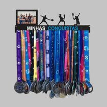 Porta Medalhas BEACH TENNIS MASCULINO MDF Preto 20 Ganchos