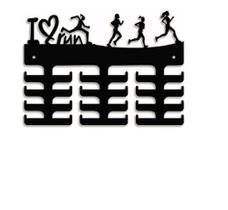 Porta Medalhas Corrida Feminina Mdf 6mm Preto I Love Run