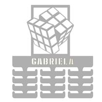 Porta Medalhas Cubo Campeonato Jogo Preto Suporte MDF Personalizado Ganchos Expositor com Nome