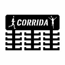 Porta Medalhas - Esporte CORRIDA FEMININO - Preto com 24 suportes - Madeira MDF - Moai Shop