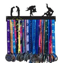 Porta Medalhas Judo Luta MDF Preto 20 Ganchos
