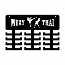Porta Medalhas Lutador Muay Thai Artes Marciais 24 Suportes - Moai Shop
