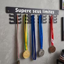Porta Medalhas MDF Preto 24 Medalhas Supere Seus Limites Porta Medalhas MDF Preto 24 Medalhas Supere Seus Limites