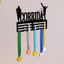 Porta Medalhas Personalizado Preto De Corrida Em Mdf 6mm