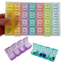 Porta Medicamentos 28 Compartimentos Caixa Organizador De Comprimidos Diário e Semanal - Universal Vendas