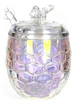 Porta Mel Bee Rainbow De Vidro Com Colher Meleira 230ml Porta Mel Bee Rainbow De Vidro Com Colher Meleira 230ml