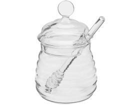 Porta Mel Meleira De Vidro Com Pegador Transparente 300ml